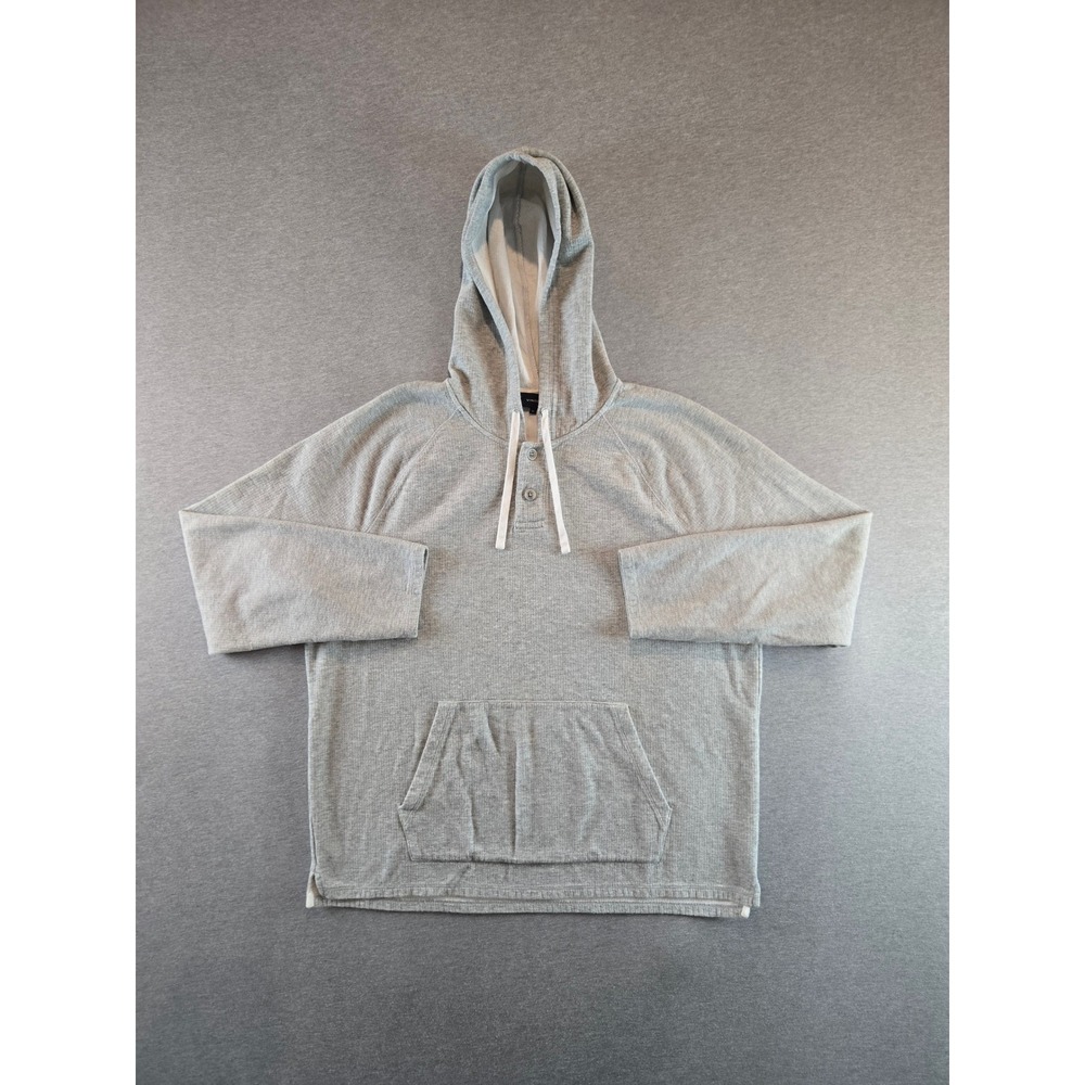 Vince Hoodie Mens XL Grey Waffle Knit Henley Cotton Thermal Casual Minimalist